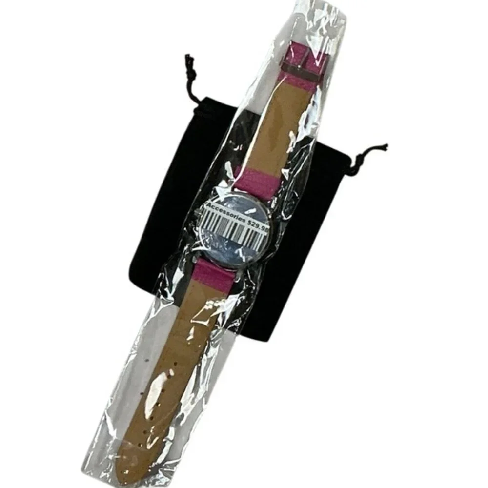 I’m Late Statement Watch Bright Barbie Pink PU Leather Buckle Band Strap Adult - Picture 12 of 16